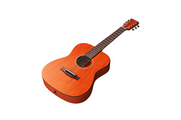Obraz premium An acoustic guitar featuring a wooden body and a smooth finish, showcasing its elegant curves and six strings.