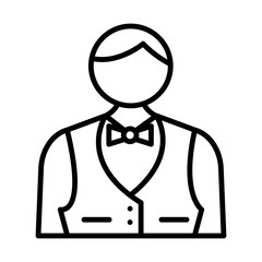 Uniformed Waiter line icon