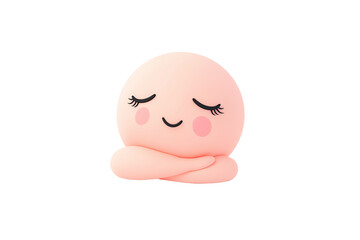 Fototapeta premium A cute, round character with a smiling expression, blushing cheeks, and closed eyes, conveying a sense of happiness and contentment.