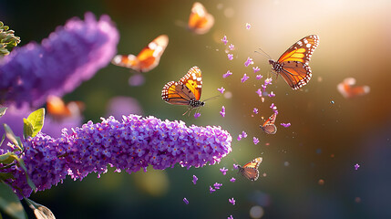Vibrant Close Butterflies Fluttering Around