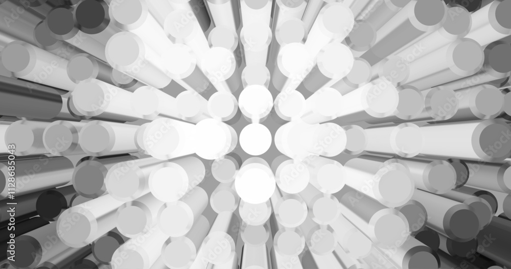 Aufkleber abstract vector illustration with volumetric white and gray cylinders creating perspective effect. g