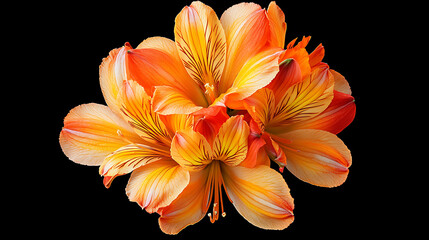 Fototapeta premium Vibrant macro of Peruvian lily, showcasing bright orange and yellow petals