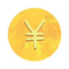 Hand drawn yen Gold currency symbol Brush stroke doodle Single element for design