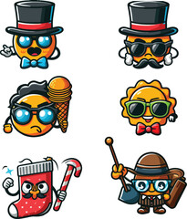 set of funny cartoon 