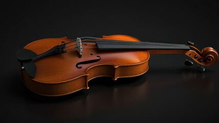 Fototapeta premium Polished violin on dark background.