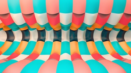 An abstract, colorful checkered pattern of squares that form a wavy, 3D effect.