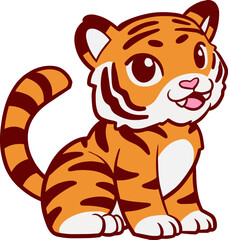 Cute cartoon tiger cub sitting 