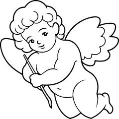 cute angel line art vector illustration