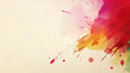 Naklejka premium Abstract Watercolor Splashes of Color on Cream Background
