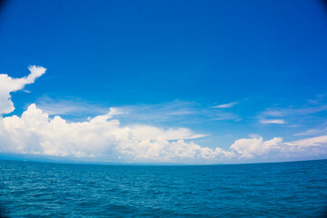 Deep blue sea ocean sunny sky with cloud nature landscape