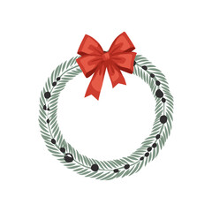 Christmas Wreath Sketch Celebration Decoration Winter Event Festival of X-Mas