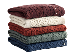 Stack of sweater  isolated on transparent background
