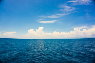 Deep blue sea ocean sunny sky with cloud nature landscape