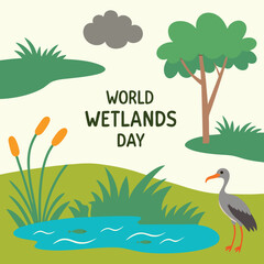 Simple flat victor World Wetlands Day design
