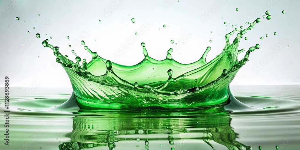 Aufkleber captivating close-up of a flying green water splash isolated on a white background with ample copy s