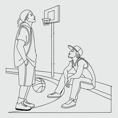 players talking after break game pencil art and illustration