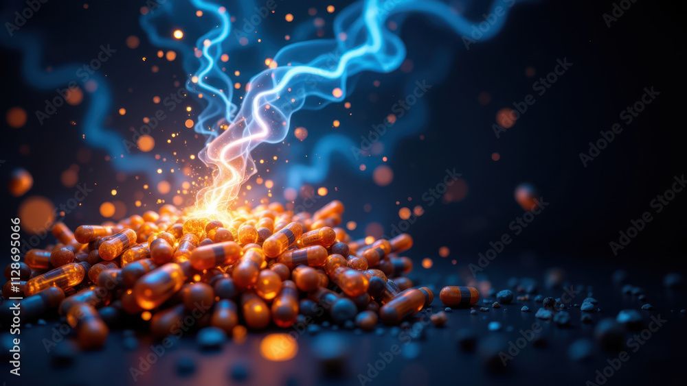 Poster a visually striking depiction of nad supplement, with its molecular structure captured in a dynamic 