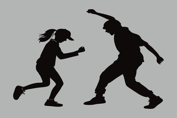 teenager dancing silhouette vector art and illustration