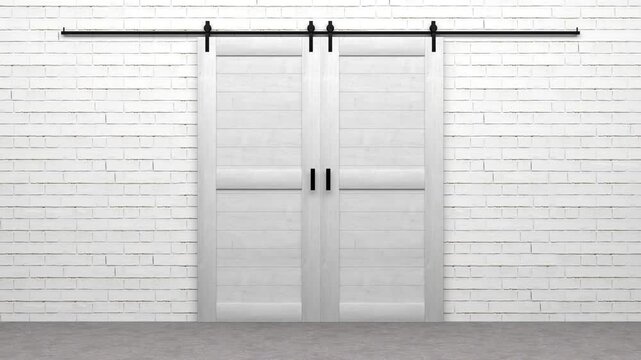 open sliding door with bluescreen in the background - 3D Rendering 4k
