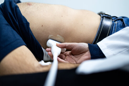 Close up view of kidney ultrasound medical test.