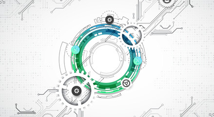 Abstract background. Scientific and technological concept with the use of technical elements formed in the shape of a circle. Vector