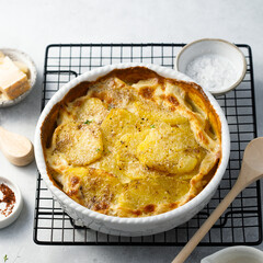 Traditional potato gratin with cream