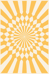 Swirling checkered pattern in pink and cream creates a mesmerizing optical illusion, evoking a retro vintage vibe perfect for backgrounds and design projects