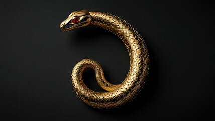 Obraz premium A Golden Snake Sculpture With Red Eyes