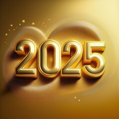 Creative Golden Texture 2025 Happy New Year 3d Luxury Shiny Text Typography Letters.