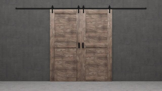 open sliding door with bluescreen in the background - 3D Rendering 4k