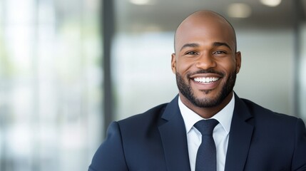 Fototapeta premium Confident Smiling Black Businessman Portrait