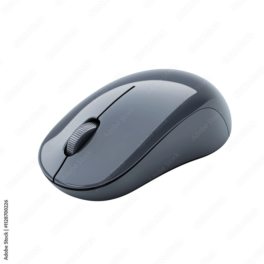 Poster 3d icon of black computer mouse isolated on transparent background