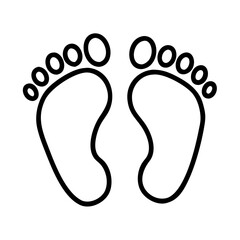 baby footprints icon, family day line art, family icon - simple black line art icon of baby footprints, symbolizing family day celebrations. family vector art.