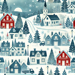 winter landscape with houses