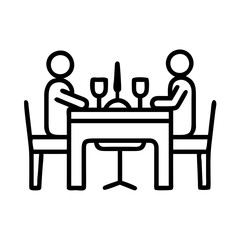 family dinner table setting icon, family day line art, family icon - simple black line art icon of family dinner table setting, symbolizing family day celebrations. family vector art.