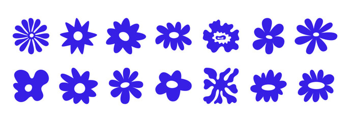 Vector simple minimal illustrations, simple wavy and groovy. hand drawn naive style, flowers and plants, floral botanic design templates, frames and modern wall art prints, posters, placards, packagin
