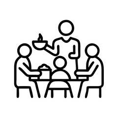 family meal blessing icon, family day line art, family icon - simple black line art icon of family meal blessing, symbolizing family day celebrations. family vector art.