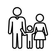 family outing icon, family day line art, family icon - simple black line art icon of family outing, symbolizing family day celebrations. family vector art.