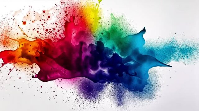 large slo motion color splash on white background