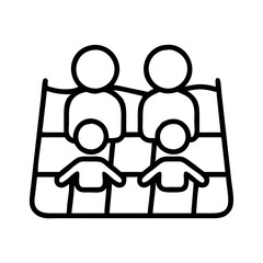 family picnic blanket icon, family day line art, family icon - simple black line art icon of family picnic blanket, symbolizing family day celebrations. family vector art.