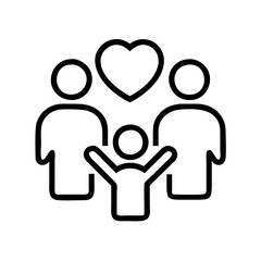 family unity symbol icon, family day line art, family icon - simple black line art icon of family unity symbol, symbolizing family day celebrations. family vector art.