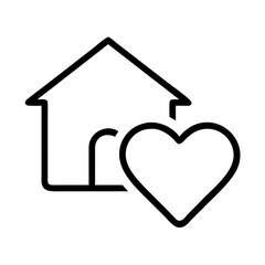 heart and home icon, family day line art, family icon - simple black line art icon of heart and home, symbolizing family day celebrations. family vector art.