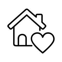 heart and house icon icon, family day line art, family icon - simple black line art icon of heart and house icon, symbolizing family day celebrations. family vector art.