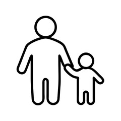 parent and baby icon, family day line art, family icon - simple black line art icon of parent and baby, symbolizing family day celebrations. family vector art.