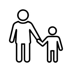 parent and child holding hands icon, family day line art, family icon - simple black line art icon of parent and child holding hands, symbolizing family day celebrations. family vector art.