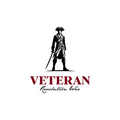 Standing American Patriot Revolution War.Veteran Army Logo Design