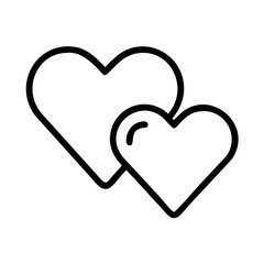 sibling hearts icon, family day line art, family icon - simple black line art icon of sibling hearts, symbolizing family day celebrations. family vector art.