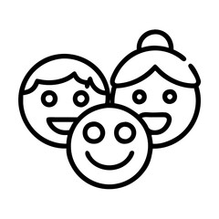 smiling family emoji icon, family day line art, family icon - simple black line art icon of smiling family emoji, symbolizing family day celebrations. family vector art.