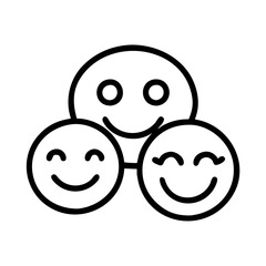 smiling family emoji icon, family day line art, family icon - simple black line art icon of smiling family emoji, symbolizing family day celebrations. family vector art.