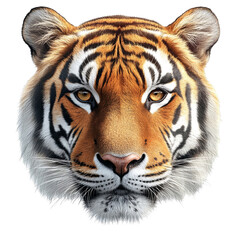 Fototapeta premium Tiger Face Close Up Big Cat Wild Animal Predator Portrait Stripes Wildlife Conservation Endangered Species Majestic Feline Jungle Cat Powerful Hunter Orange Black White Fur Nature Photography
